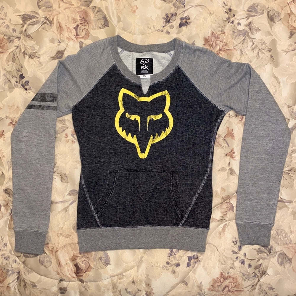 Gray Fox Racing sweatshirt, vintage 70’s logo & “MOTO-X” back lettering. XS